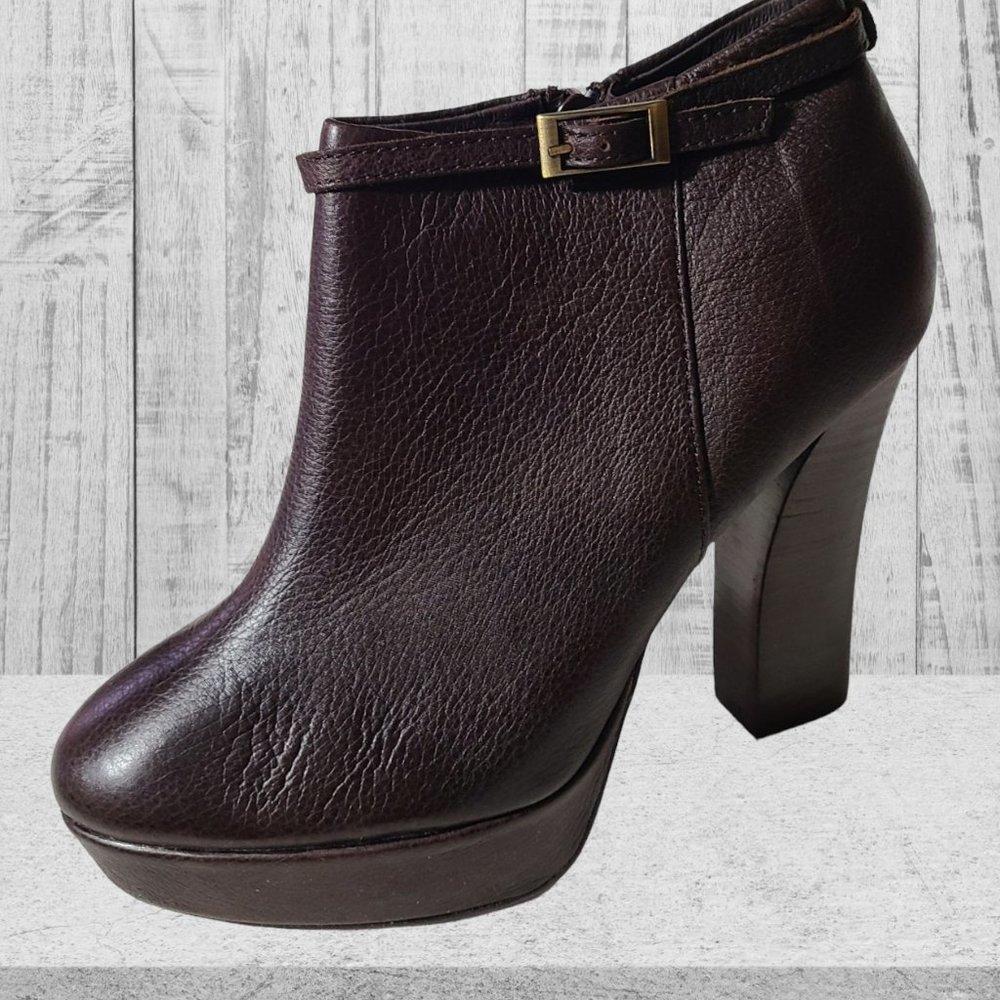 Liebeskind Women's Retro Leather Slip On Platform Ankle Boot Brown Size 39